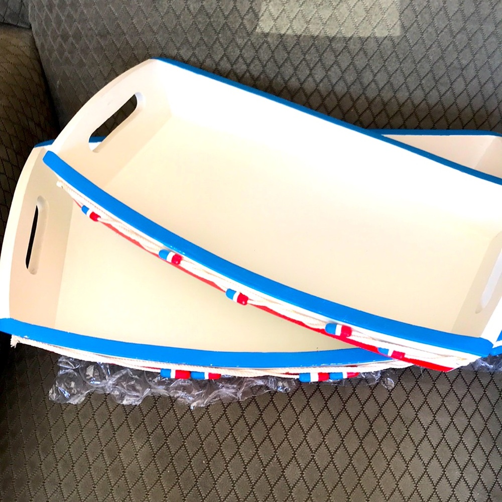 Vintage Wooden Trays! Nautical themed